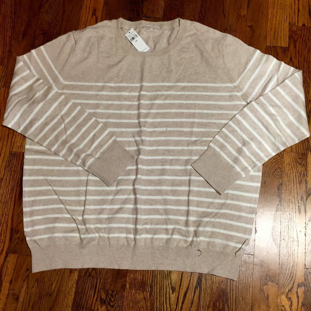 L/S Crew Neck Oatmeal Stripe Sweater XXL NWT
